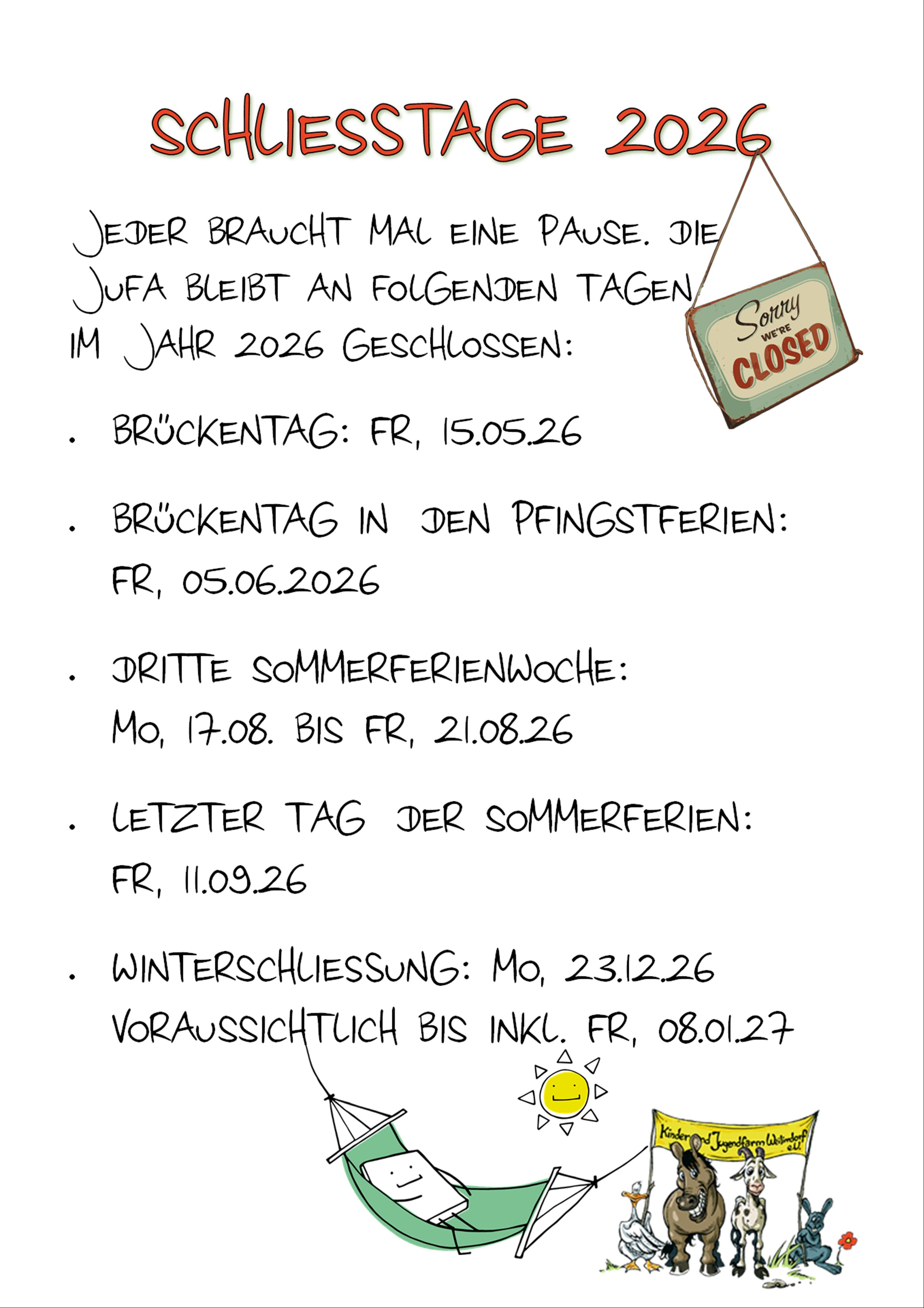 Schließtage 2026